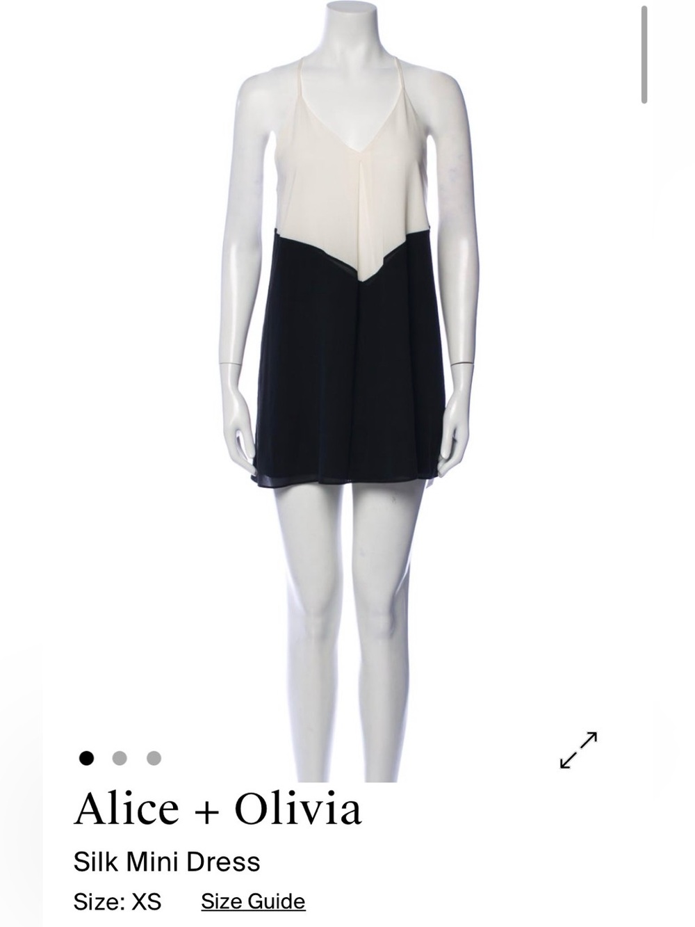 Alice + Olivia Neutral Silk Slip Dress - V-Neck